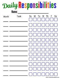 (Free) Chore Point System for Kids that's EASY! 3 Free chore chart for kids with daily responsibilities - reusable