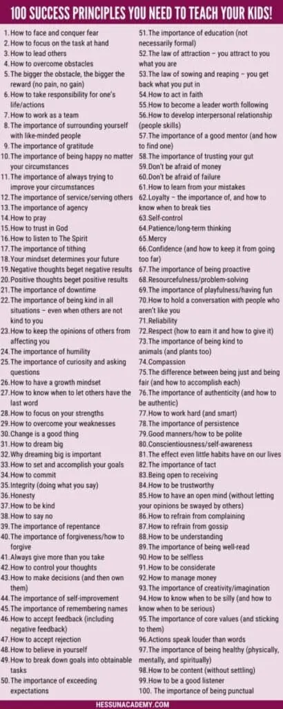 100 Success Principles You Need To Teach Your Kids 4 100 Success principles you need to teach your kids infographic