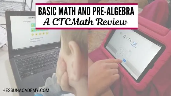 Split image featuring homeschooled kids using CTCMath on a laptop and a tablet
