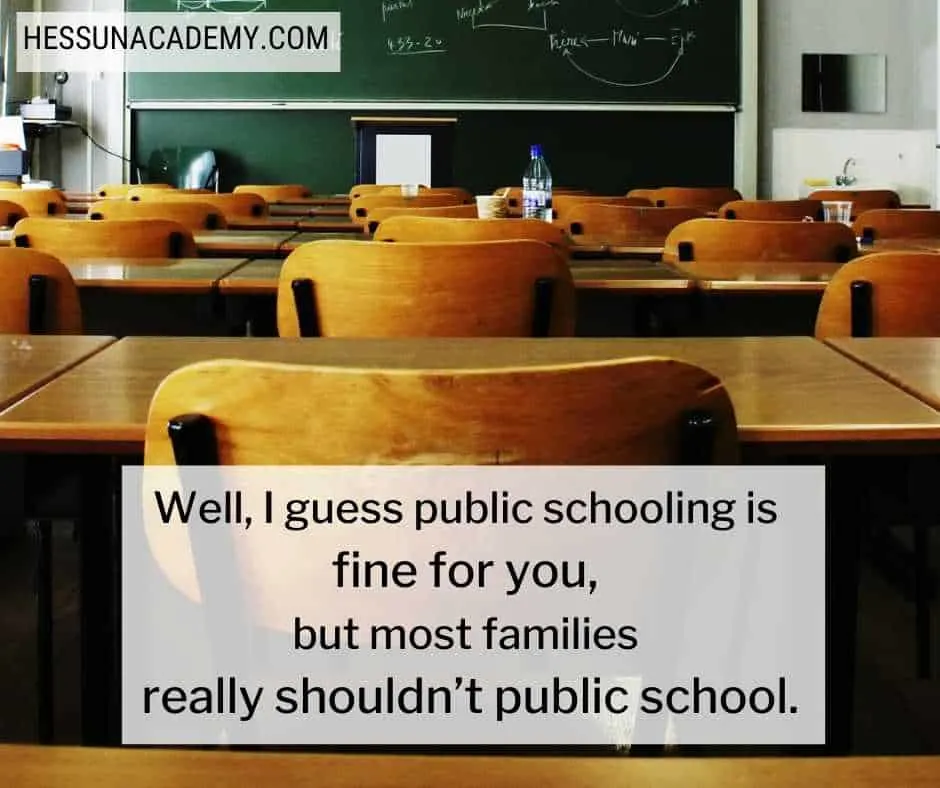 The Best Funny Homeschool Quotes and Memes (2025 Update) 44 Empty public school classroom and a funny homeschool quote