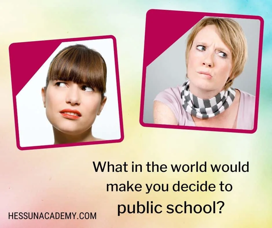 The Best Funny Homeschool Quotes and Memes (2025 Update) 42 Funny homeschool quote with two confused moms wondering why you would public school