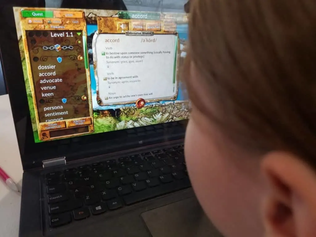 How to Enjoy Fun Vocabulary Games with Vocabulary Quest 3 Girl playing a fun vocabulary video game