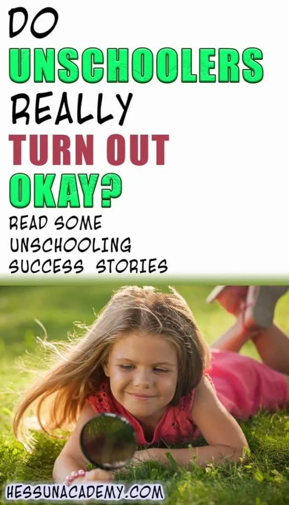 What is Unschooling? Do Unschoolers Turn Out Okay? 18 Little girl in pink lying in grass looking through magnifying glass is a successful unschooler