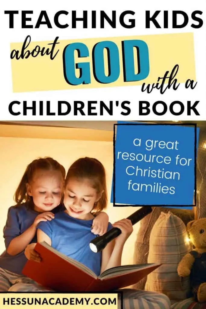Teach Kids About God with a Children's Book 10 Two little girls reading a Christian children's book that teaches kids about God with a flashlight