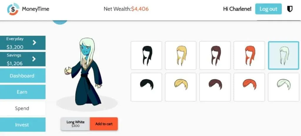 Financial Literacy Program for Kids | A MoneyTime Review 2 Customizing your avatar on the Money Time financial literacy program for kids