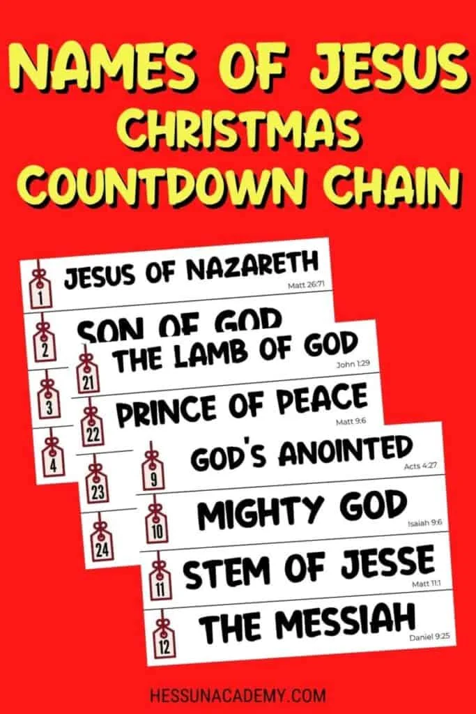 Christmas Countdown Chain - Names of Jesus 1 Names of Jesus Christmas countdown chain preview