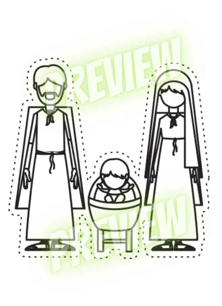 Free Christmas Coloring Pages 19 Mary Joseph and Jesus coloring page and cutouts