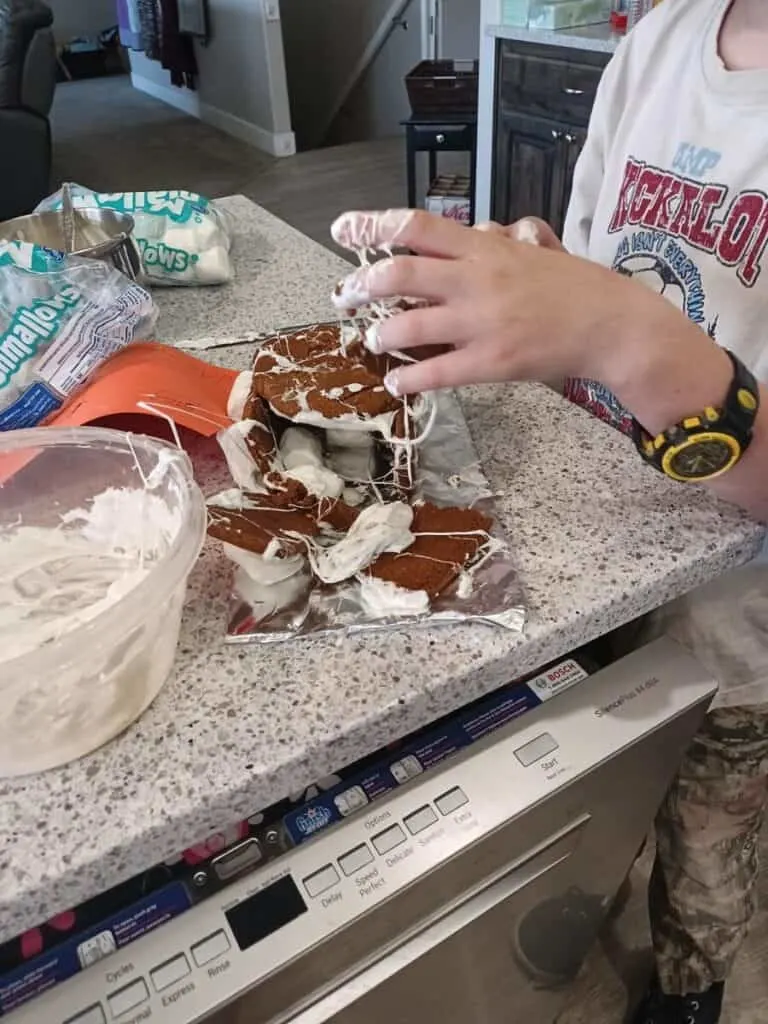 Gingerbread Nativity Instructions | Simple STEM Activity 14 Gingerbread Nativity and melted marshmallows falling apart