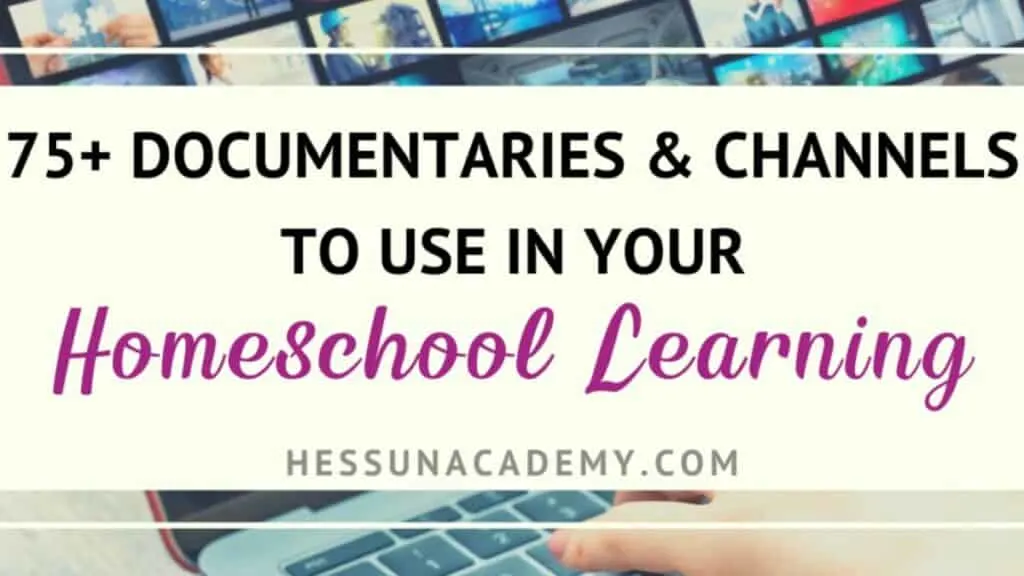 The Best Documentaries for Homeschoolers 2 laptop screen with collection of documentaries for homeschoolers