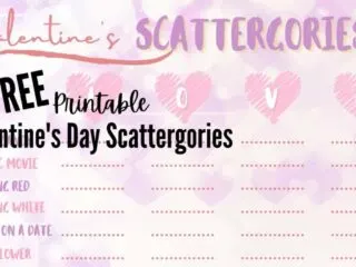 free Valentine's Day Scattergories printable game