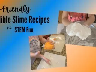 little hands mixing edible marshmallow slime recipe and candy corn edible slime recipe