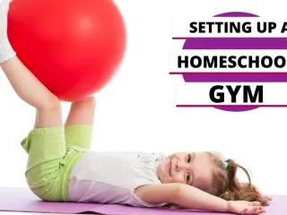 girl on a yoga mat with an exercise ball in her own homeschool gym