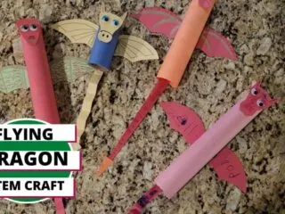 4 kids craft flying dragon STEM activities made out of toilet paper rolls