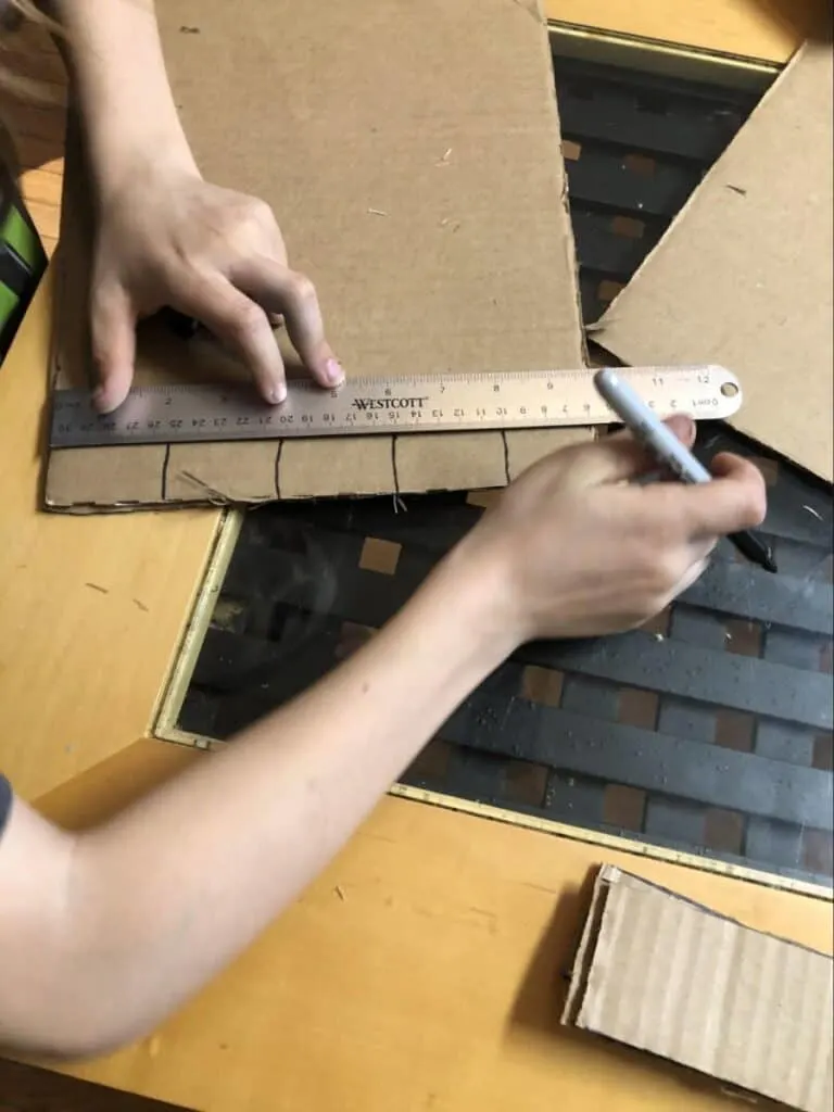Chomping Cardboard Dragon STEAM Craft for Kids 5 measuring strips for chomping cardboard dragon STEAM activity