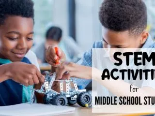 two tween boys enjoying stem activities for middle school students