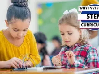 Two young girls enjoying a STEM project as part of their homeschool STEM curriculum