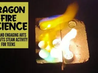 multi-colored flames for a dragon fire science experiment
