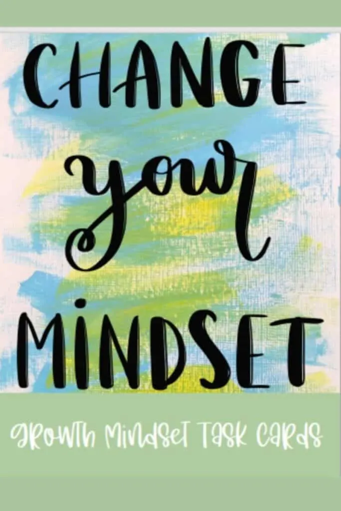 Growth Mindset Task Cards 1 Watercolor background with words growth mindset task cards for kids