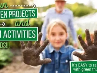little girl with mud on her hands enjoying some garden projects and STEM activities