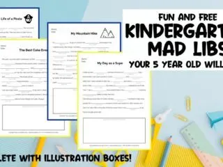 layout of free kindergarten mad libs pages