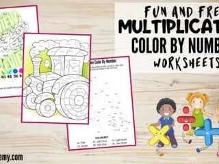 animated kids with times tables signs dancing by multiplication color by number worksheets