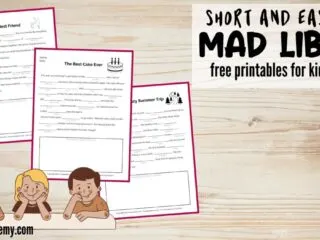 animated kids with short and easy Mad Libs printables for free