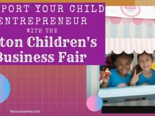 two child entrepreneurs in their cupcake stand at an Acton Children's Business Fair