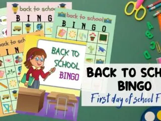back to school BINGO printable with bingo cards