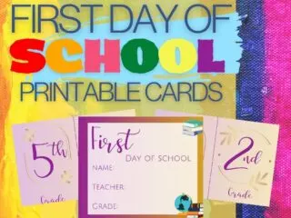 Free first day of school printable cards