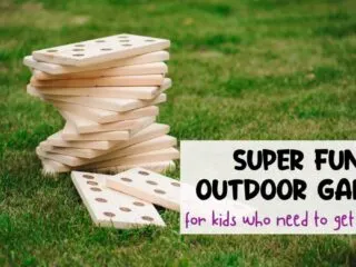 pile of dominos as a fun outdoor game for kids