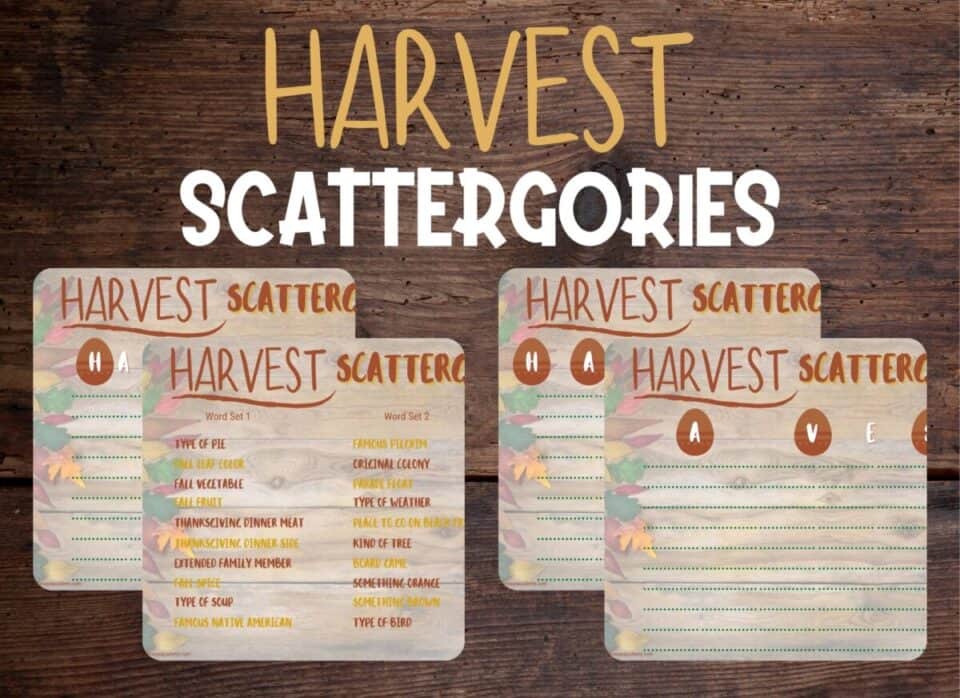 Printable Thanksgiving Scattergories Game - Hess UnAcademy