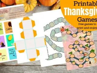 preview of some fun and free printable Thanksgiving games