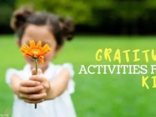 little girl with a yellow flower enjoying some gratitude activities for kids