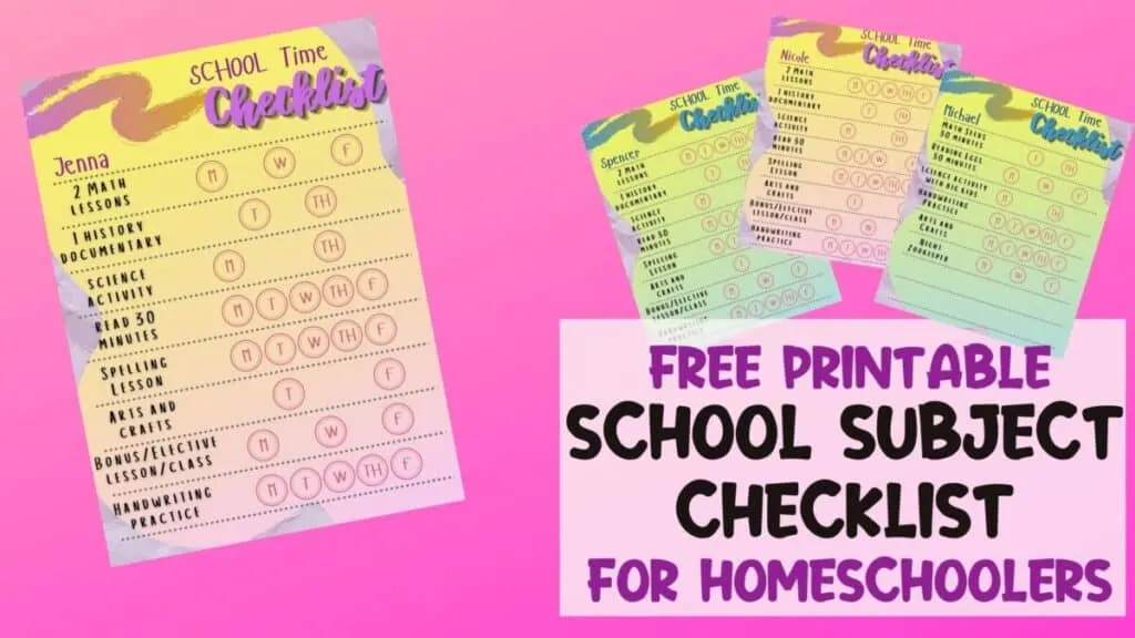 Free Printable School Subject Checklist For Homeschoolers 1 preview of 4 free printable school subject checklist for homeschoolers