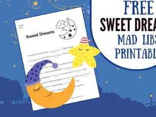 preview of the free Sweet Dreams Sleepover Mad Libs printable