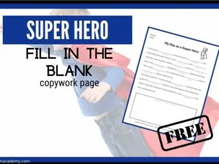 preview of a free printable super hero mad lib page