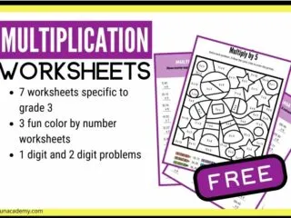 preview of free multiplication worksheets for grade 3