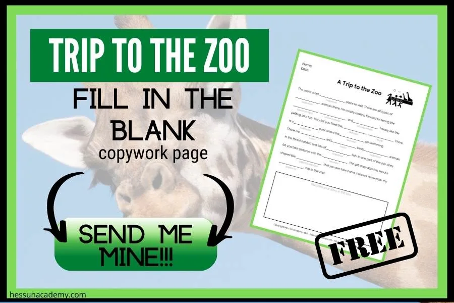 Free Zoo Mad Lib Printable 2 preview of a free zoo mad lib printable page