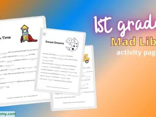 preview of the free 1st grade Mad Libs printable pages