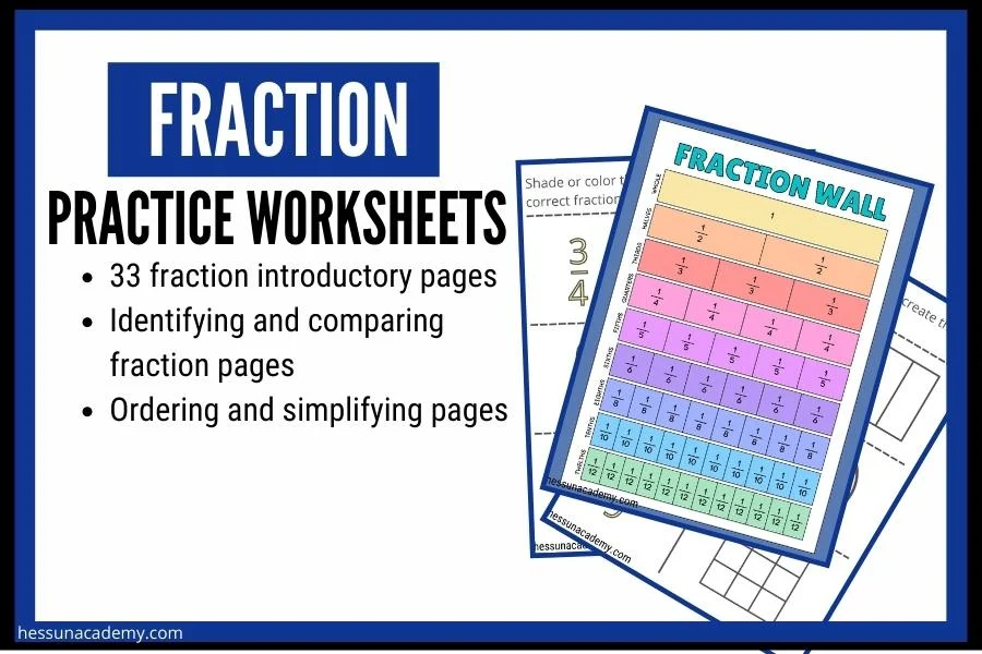 Fraction Practice Worksheets 1 preview of the fraction practice worksheets