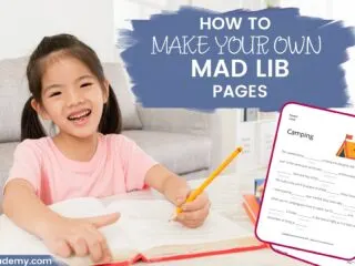 little girl with a notebook learning how to make your own mad lib