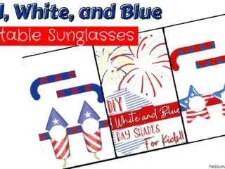 preview of the free red white and blue printable sunglasses
