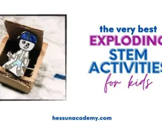 homemade jack in the box out of cardboard as part of some exploding STEM activities for kids