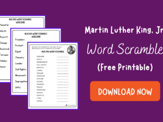 Martin Luther King Jr Word Scramble Free Printable