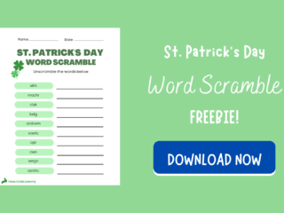 st patricks day word scramble