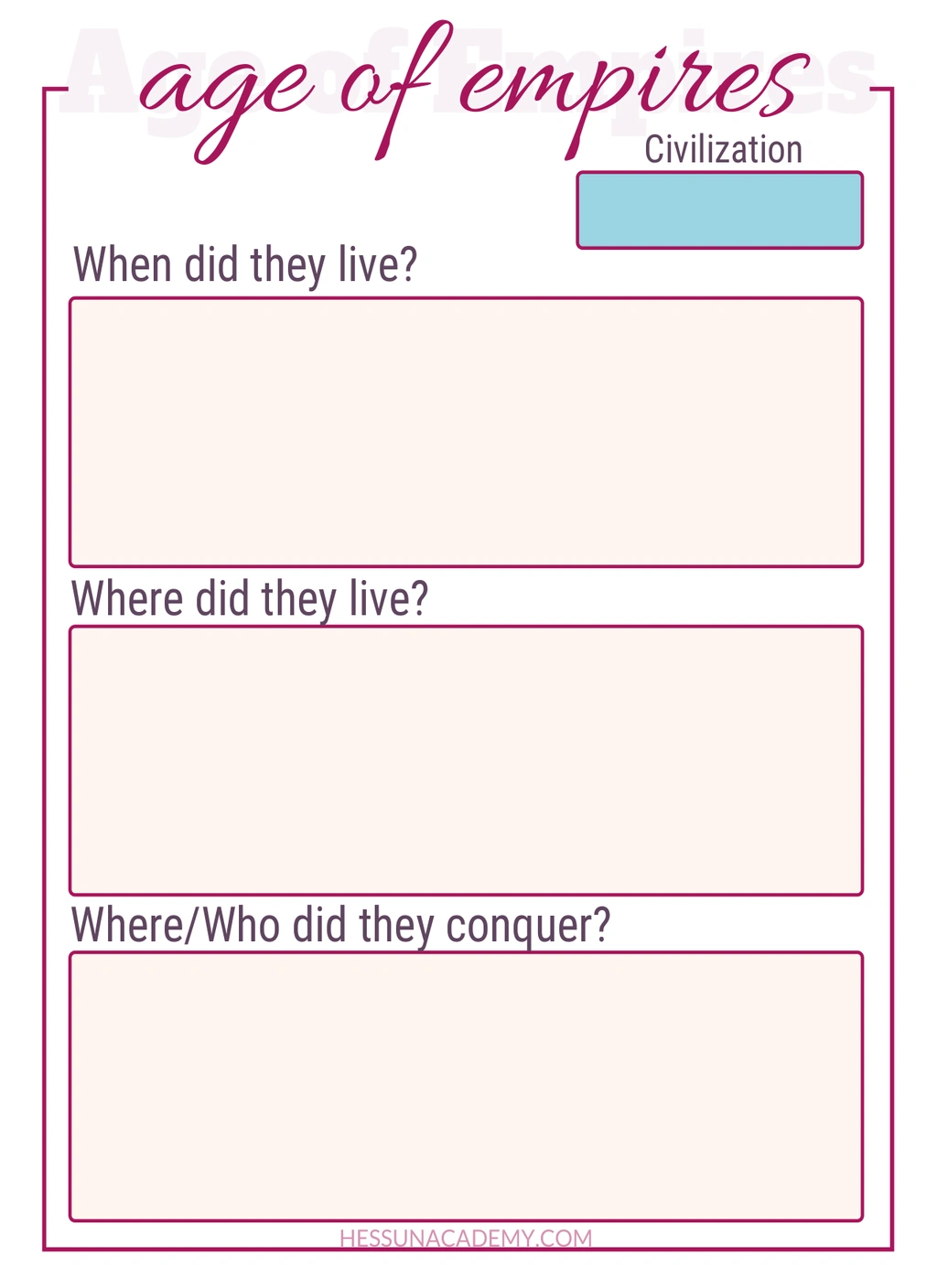 Age of Empires Worksheets 1 Age of Empires Worksheets