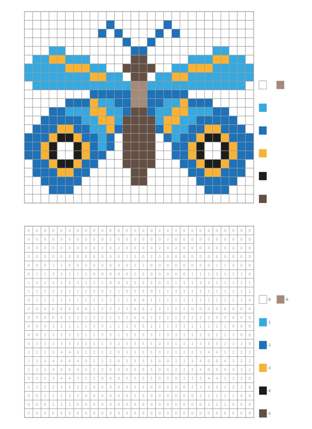 Butterfly Grid Coloring Worksheet