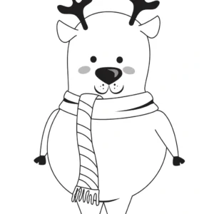 Christmas Coloring Page - Cute Fat Reindeer