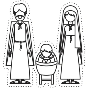 Christmas coloring book Mary Joseph Jesus cutouts