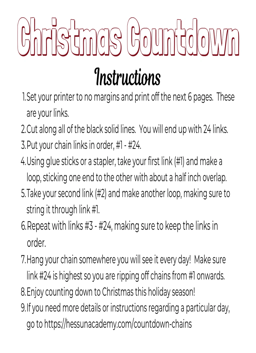 Christmas Countdown Chain Names of Jesus 1 Christmas Countdown Chain Names of Jesus